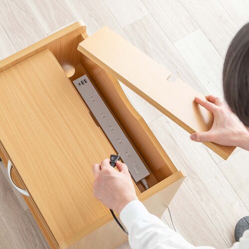 ファイルワゴン（引き出し・デスクワゴン・木製・キャスター付き・サイドデスク・プリンタ台・プリンタワゴン・A4ファイル・幅50×奥行き35×高さ64cm）