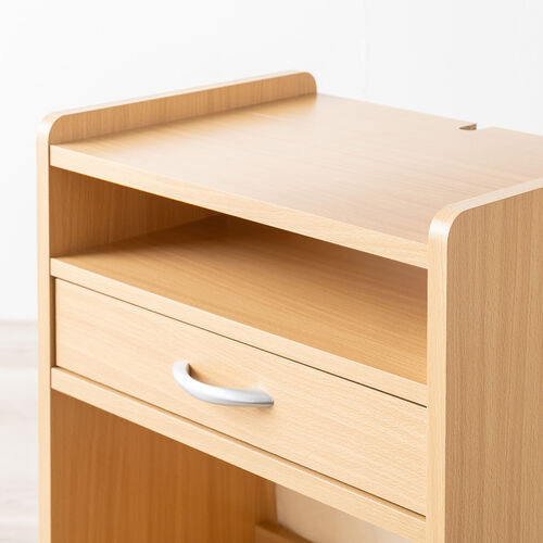 ファイルワゴン（引き出し・デスクワゴン・木製・キャスター付き・サイドデスク・プリンタ台・プリンタワゴン・A4ファイル・幅50×奥行き35×高さ64cm）