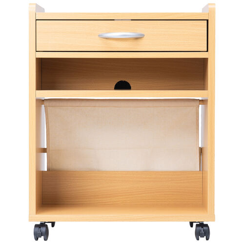 ファイルワゴン（引き出し・デスクワゴン・木製・キャスター付き・サイドデスク・プリンタ台・プリンタワゴン・A4ファイル・幅50×奥行き35×高さ64cm）