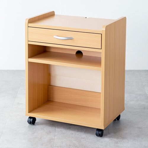 ファイルワゴン（引き出し・デスクワゴン・木製・キャスター付き・サイドデスク・プリンタ台・プリンタワゴン・A4ファイル・幅50×奥行き35×高さ64cm）