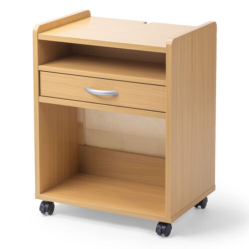 ファイルワゴン（引き出し・デスクワゴン・木製・キャスター付き・サイドデスク・プリンタ台・プリンタワゴン・A4ファイル・幅50×奥行き35×高さ64cm）