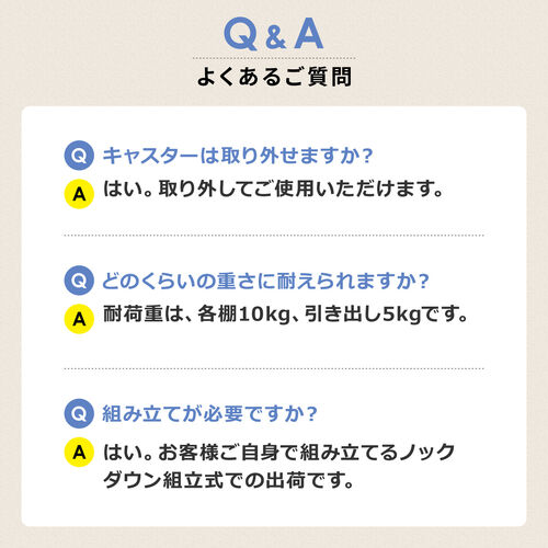 ファイルワゴン（引き出し・デスクワゴン・木製・キャスター付き・サイドデスク・プリンタ台・プリンタワゴン・A4ファイル・幅50×奥行き35×高さ64cm）