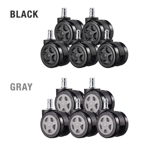 ゲーミングチェア 交換用キャスター（大型・硬質ウレタン・双輪キャスター・5個入り・ブラック）