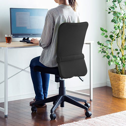 メッシュチェア(ネット・ミドル・ロッキング・肘なし・オフィス・ブラック)