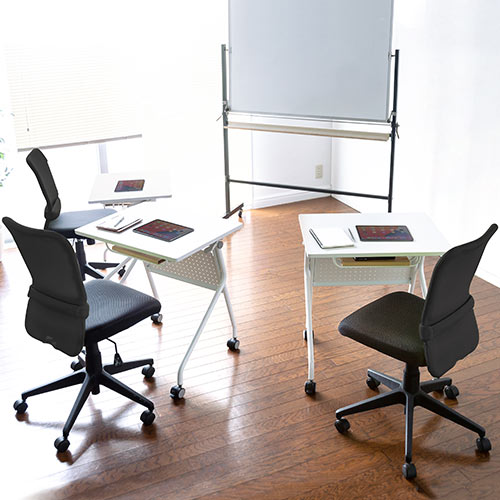 メッシュチェア(ネット・ミドル・ロッキング・肘なし・オフィス・ブラック)