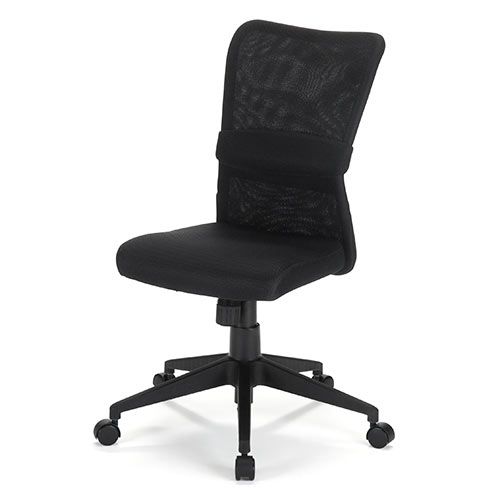 メッシュチェア(ネット・ミドル・ロッキング・肘なし・オフィス・ブラック)