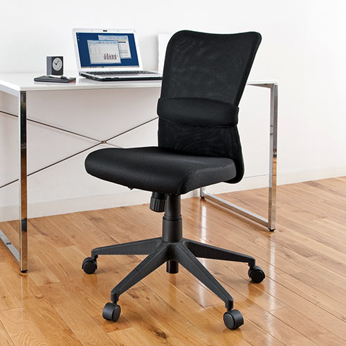 メッシュチェア(ネット・ミドル・ロッキング・肘なし・オフィス・ブラック)