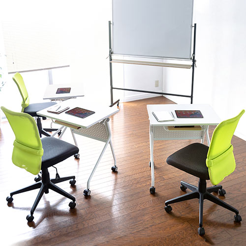 メッシュチェア(ネット・ミドル・ロッキング・肘なし・オフィス・グリーン)