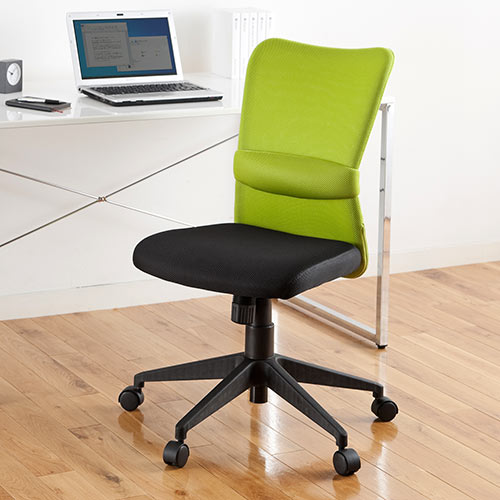 メッシュチェア(ネット・ミドル・ロッキング・肘なし・オフィス・グリーン)