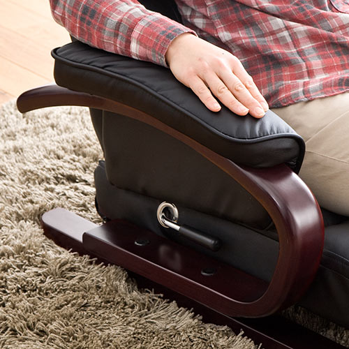 回転座椅子（リクライニング・360度回転・PUレザー・肘付き・小物収納ポケット付き）