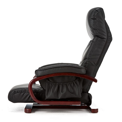 回転座椅子（リクライニング・360度回転・PUレザー・肘付き・小物収納ポケット付き）