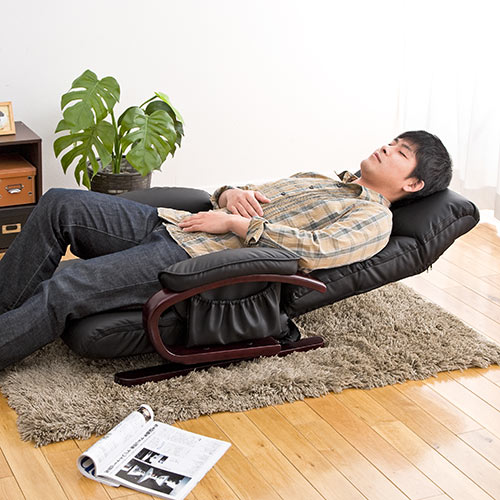 回転座椅子（リクライニング・360度回転・PUレザー・肘付き・小物収納ポケット付き）