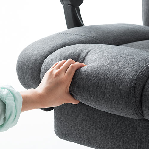 リクライニングチェア（オットマン付き・約160度リクライニング・ヘッドレスト・ランバーサポート・ハイバック・肘付き・布張り）