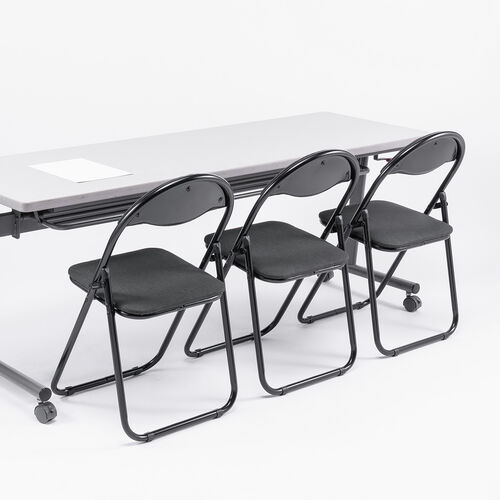 【アウトレット】折りたたみ椅子（パイプ椅子・ベーシックタイプ・背もたれ付き・3脚セット・省スペース・ファブリック・会議用椅子・冷たくない・体育館椅子）