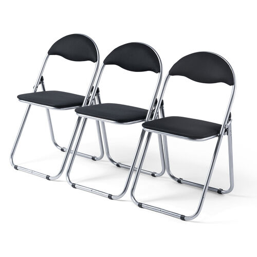 折りたたみ椅子（パイプ椅子・ベーシックタイプ・背もたれ付き・3脚セット・省スペース・メッシュ・会議用椅子・冷たくない・体育館椅子）