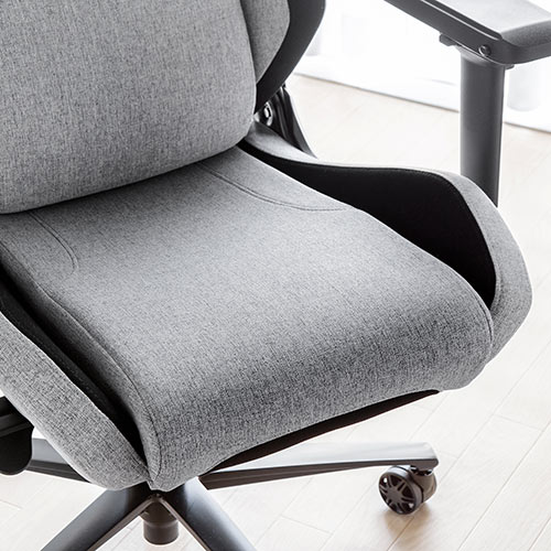 ゲーミングチェア（ファブリック・高耐荷重・150kg・4Dアームレスト・フロントロッキング 180°・リクライニング・ウレタンキャスター） SNC130GY　サンワサプライ