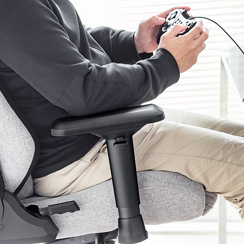 ゲーミングチェア（ファブリック・高耐荷重・150kg・4Dアームレスト・フロントロッキング 180°・リクライニング・ウレタンキャスター） SNC130GY　サンワサプライ