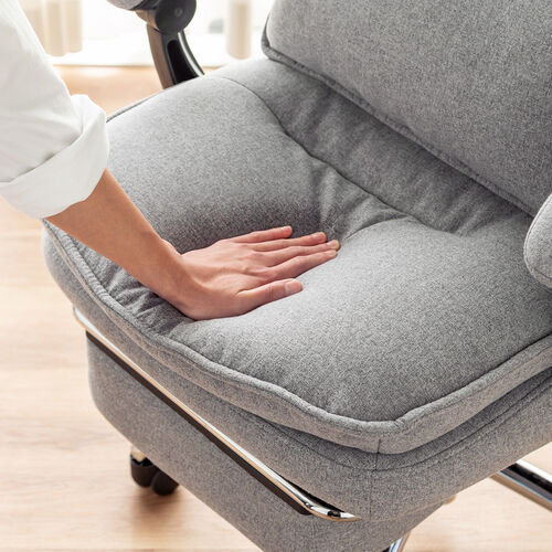 ファブリックチェア（ソファチェア・リクライニング・最大傾斜角170°・収納式オットマン・ダブルクッション・アームレスト・ランバーサポート）