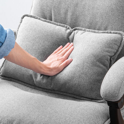 ファブリックチェア（ソファチェア・リクライニング・最大傾斜角170°・収納式オットマン・ダブルクッション・アームレスト・ランバーサポート）