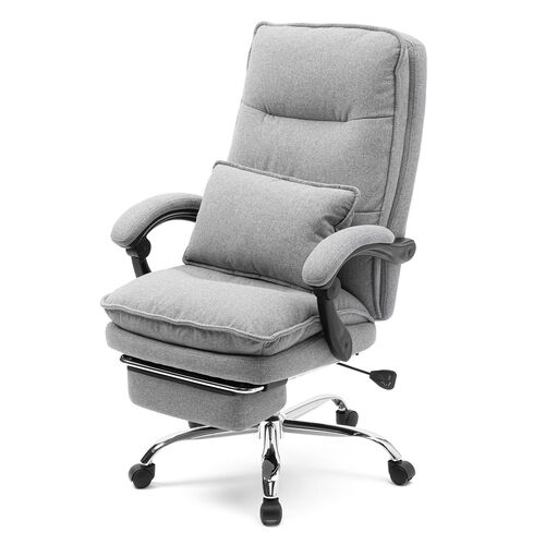 クッション付きリクライニングチェア グレー*2 ファブリックチェア（ソファチェア・リクライニング・最大傾斜角170