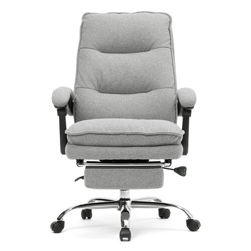 ファブリックチェア（ソファチェア・リクライニング・最大傾斜角170°・収納式オットマン・ダブルクッション・アームレスト・ランバーサポート）