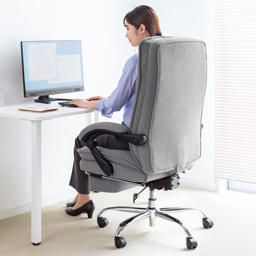 ファブリックチェア（ソファチェア・リクライニング・最大傾斜角170°・収納式オットマン・ダブルクッション・アームレスト・ランバーサポート）