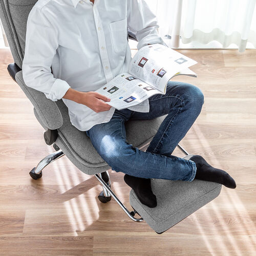 ファブリックチェア（ソファチェア・リクライニング・最大傾斜角170°・収納式オットマン・ダブルクッション・アームレスト・ランバーサポート）