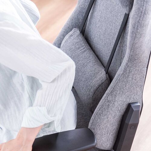 ファブリックチェア（ゲーミングチェア・リクライニング・前傾機能付き・ハイバック・モールドウレタン・アームレスト・ヘッドレスト・ランバーサポート・グレー）