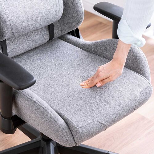 ファブリックチェア（ゲーミングチェア・リクライニング・前傾機能付き・ハイバック・モールドウレタン・アームレスト・ヘッドレスト・ランバーサポート・グレー）