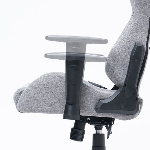 ファブリックチェア（ゲーミングチェア・リクライニング・前傾機能付き・ハイバック・モールドウレタン・アームレスト・ヘッドレスト・ランバーサポート・グレー）