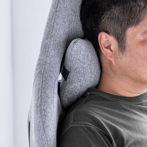 ファブリックチェア（ゲーミングチェア・リクライニング・前傾機能付き・ハイバック・モールドウレタン・アームレスト・ヘッドレスト・ランバーサポート・グレー）