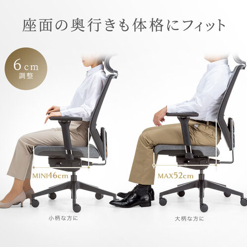 ファブリックチェア（ロッキングチェア・シンクロロッキング・前傾機能付き・ハイバック・4Dアームレスト・ヘッドレスト・ランバーサポート・ウレタンキャスター・高耐荷重）