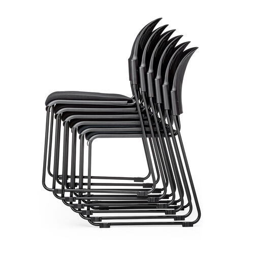 スタッキングチェア（ミーティングチェア・会議用チェア・4脚セット・スタッキング・軽量・ブラック）