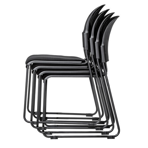 スタッキングチェア（ミーティングチェア・会議用チェア・4脚セット・スタッキング・軽量・ブラック）