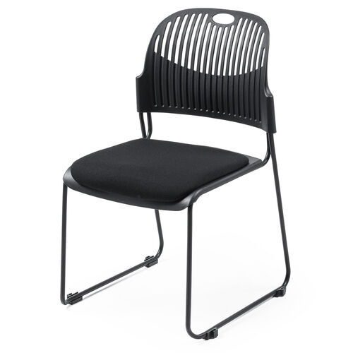 スタッキングチェア（ミーティングチェア・会議用チェア・4脚セット・スタッキング・軽量・ブラック）