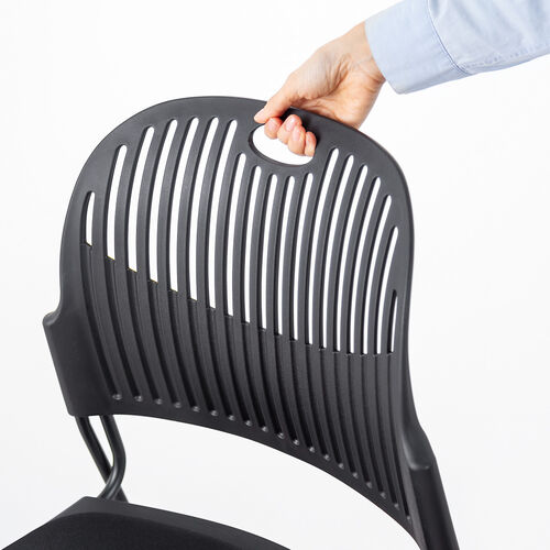 スタッキングチェア（ミーティングチェア・会議用チェア・4脚セット・スタッキング・軽量・ブラック）