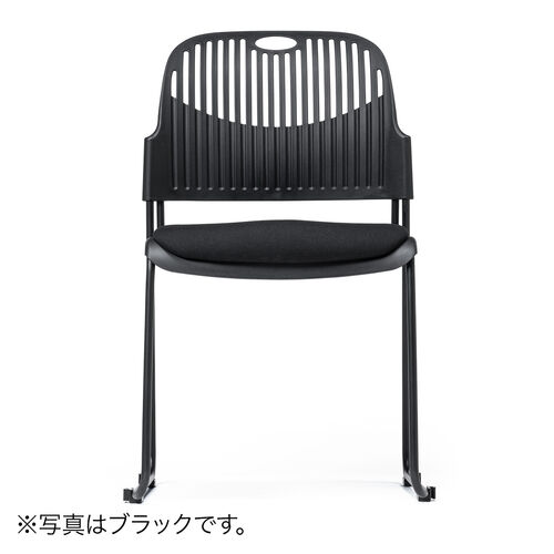 スタッキングチェア（ミーティングチェア・会議用チェア・4脚セット・スタッキング・軽量・ブルー）