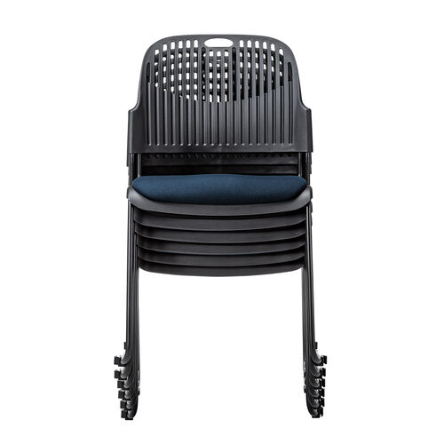 スタッキングチェア（ミーティングチェア・会議用チェア・4脚セット・スタッキング・軽量・ブルー）