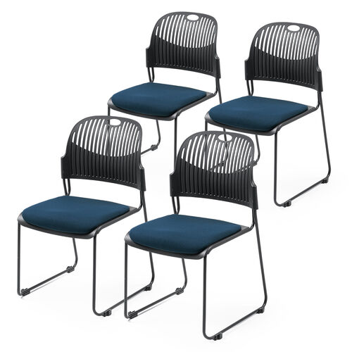 スタッキングチェア（ミーティングチェア・会議用チェア・4脚セット・スタッキング・軽量・ブルー）
