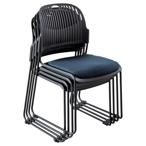スタッキングチェア（ミーティングチェア・会議用チェア・4脚セット・スタッキング・軽量・ブルー）
