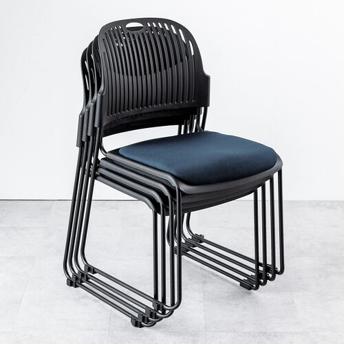 スタッキングチェア（ミーティングチェア・会議用チェア・4脚セット・スタッキング・軽量・ブルー）