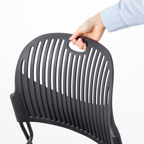 スタッキングチェア（ミーティングチェア・会議用チェア・4脚セット・スタッキング・軽量・ブルー）