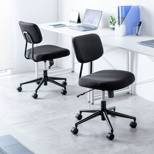 オフィスチェア（事務チェア・ワークチェア・コンパクトチェア・小型・スタイリッシュ・ロッキング機能・ブラック）