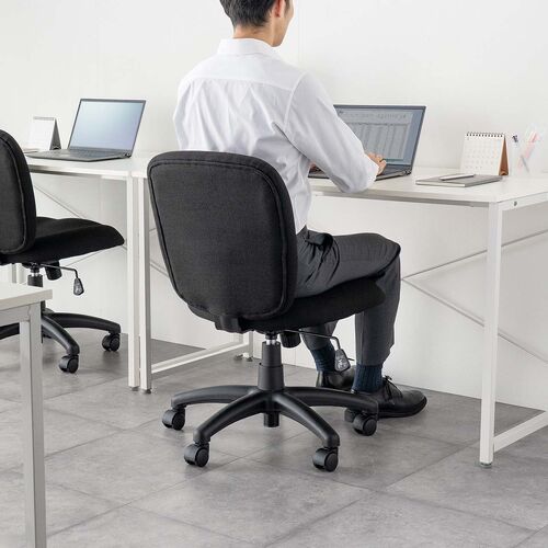 デスクチェア（シンプルオフィスチェア・ワークチェア・布張り・キャスター付き・ブラック）