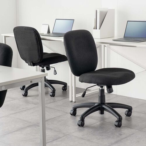 デスクチェア（シンプルオフィスチェア・ワークチェア・布張り・キャスター付き・ブラック）