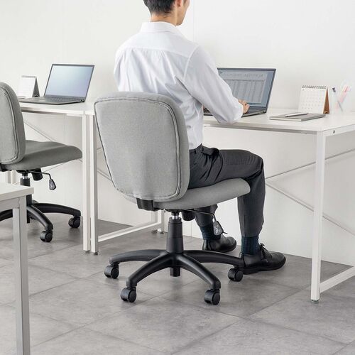 デスクチェア（シンプルオフィスチェア・ワークチェア・布張り・キャスター付き・ グレー）
