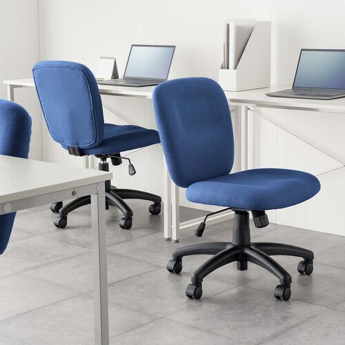 デスクチェア（シンプルオフィスチェア・ワークチェア・布張り・キャスター付き・ネイビー）