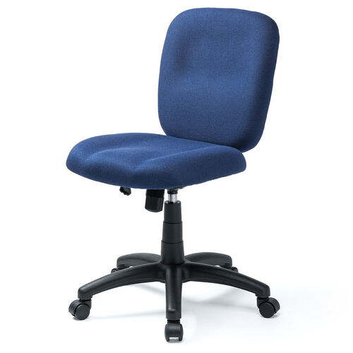 デスクチェア（シンプルオフィスチェア・ワークチェア・布張り・キャスター付き・ネイビー）