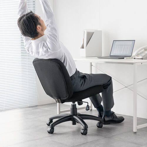 デスクチェア（防汚・防傷・シンプルオフィスチェア・ワークチェア・布張り・キャスター付き・ブラック）