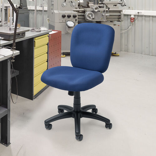 デスクチェア（防汚・防傷・シンプルオフィスチェア・ワークチェア・布張り・キャスター付き・ネイビー）
